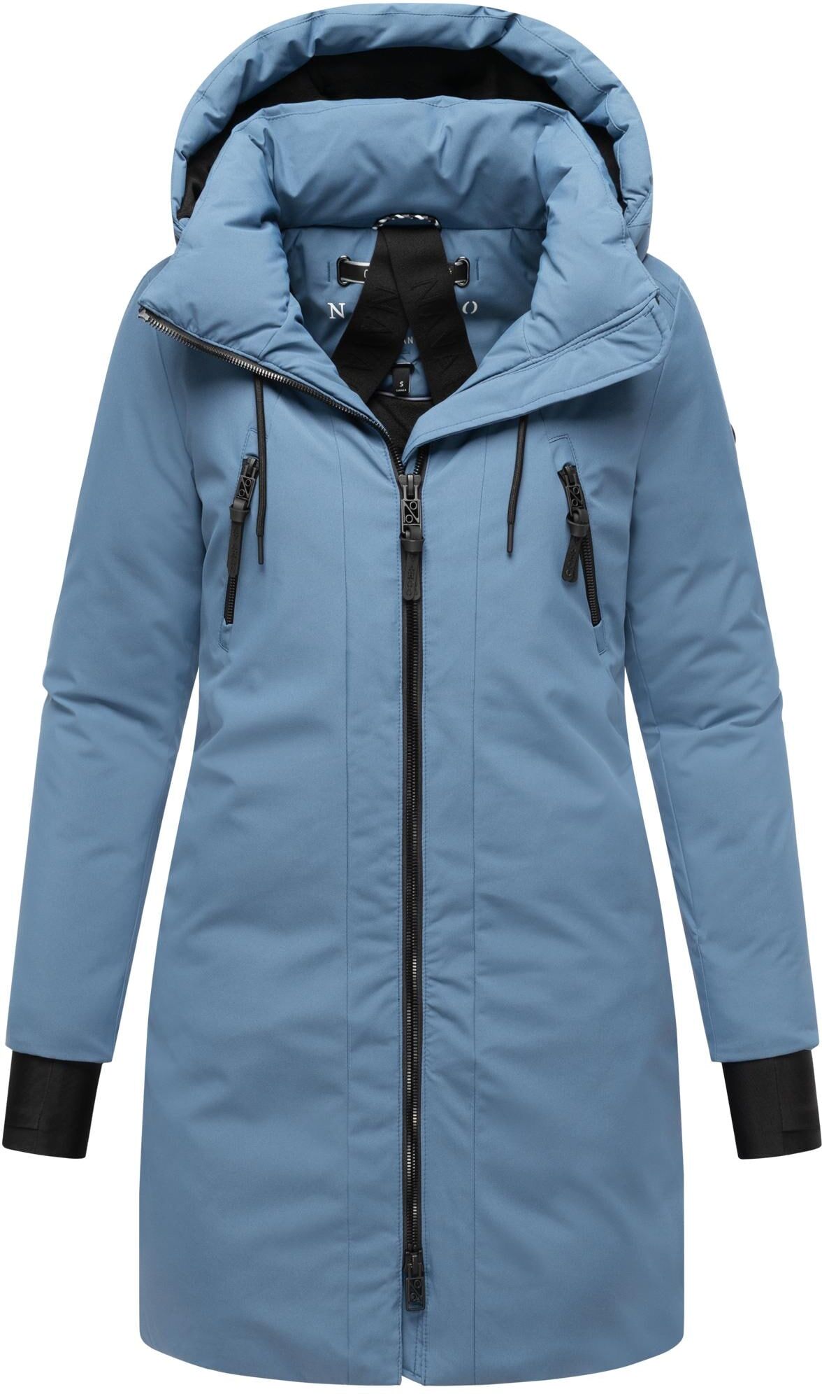 Wintermantel NAVAHOO "Winterzart 14", Damen, Gr. M (38), blau (rauchblau), Obermaterial: 100% Polyester. Innenfutter 1: 100% Polyester. Innenfutter 2: 100% Polyester. Wattierung: 100% Polyester. Ärmelfutter: 100% Polyester, figurumspielend ca. Mitte Obers