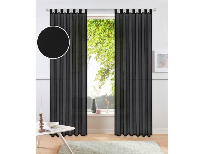 Gardine GOODPRODUCT XANA mit Schlaufen, Topseller Gr. 4, anthrazit, B:145cm H:245cm, Voile, Polyester, Gardinen, Gardine, Bestseller, einfarbig, 1 Schal, pflegeleicht, preiswert