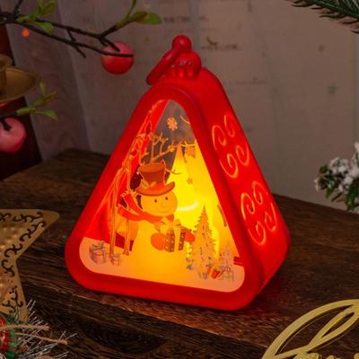Uplift Picks Mini Christmas LED Lantern Holiday Table Decoration With Santa Or Snowman red C