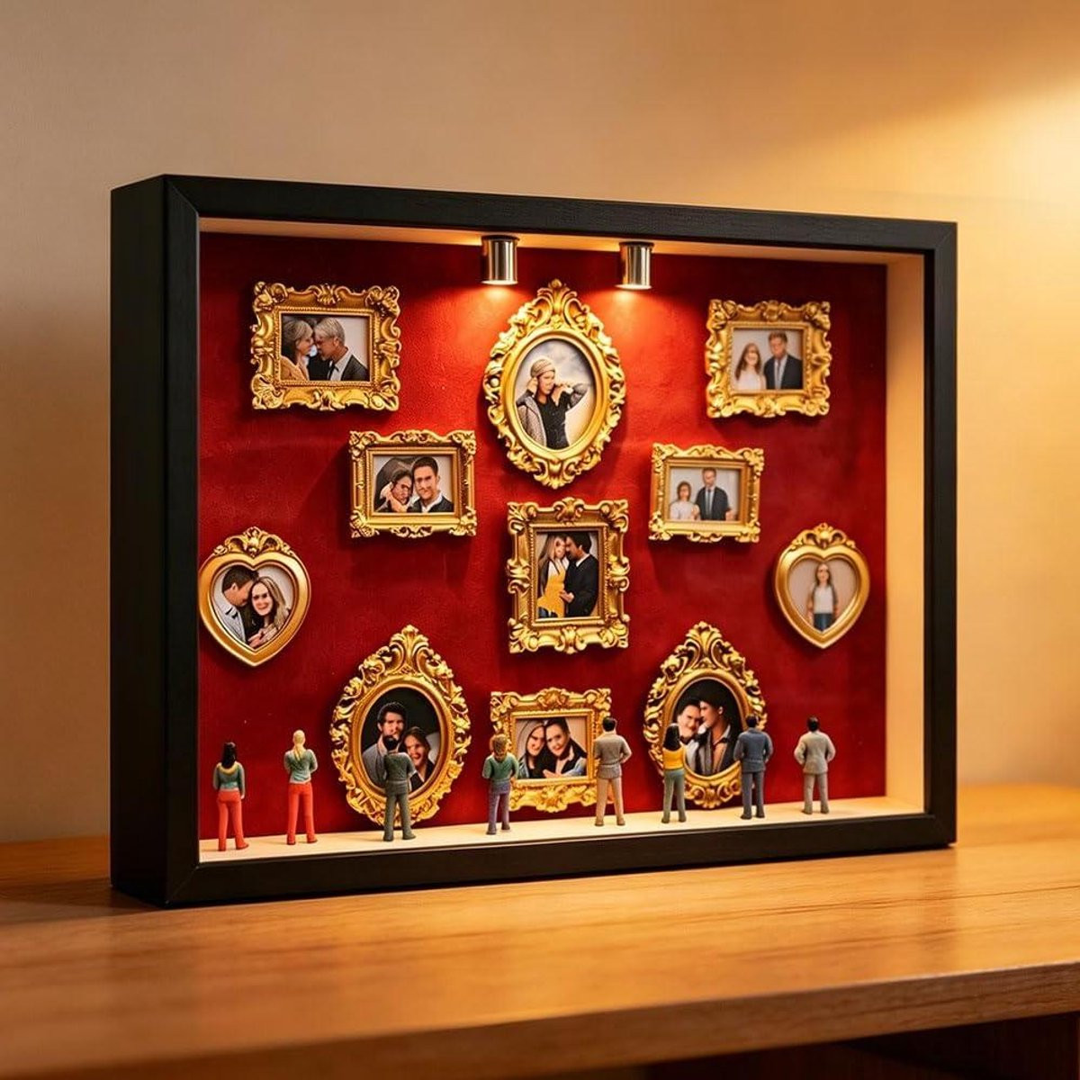 Mini Fotolijst Museum Diorama Lijst Zwart Rood - 22,7 x 31,4 cm