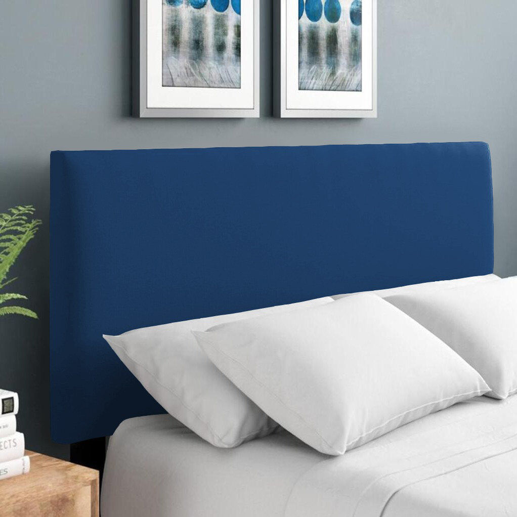 17 Stories Erian Upholstered Chenille Headboard Velvet/Blue Kingsize (5')