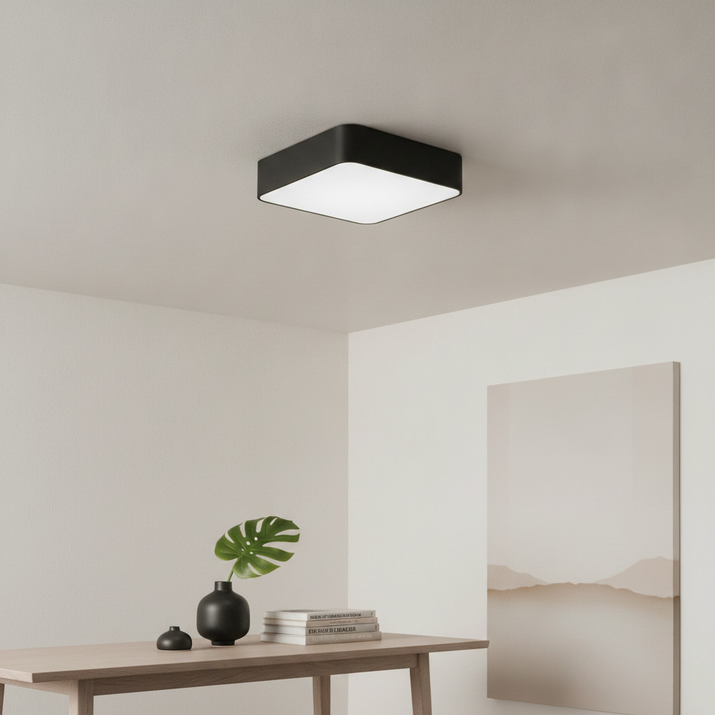 Lyora Ragu vierkante plafondlamp zwart 46 cm