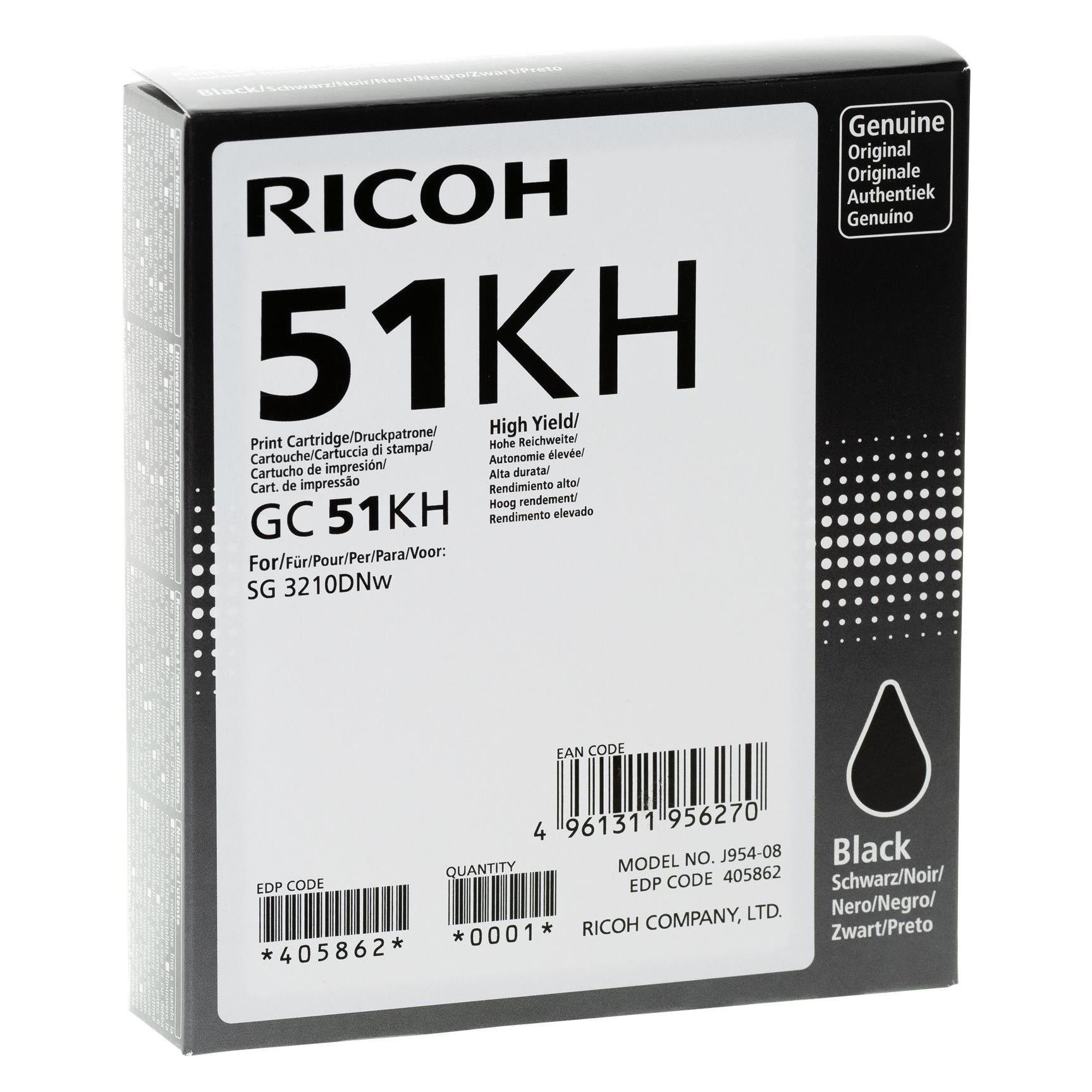 Ricoh 405862/GC-51KH Tintenpatrone schwarz 2.900 Seiten Schwarz SG 3210 (BK) (405862)