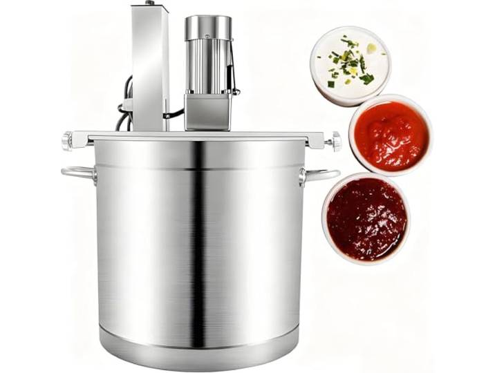 QuinteZhenTially Automatischer Rührtopf Marmelade,120/180/250w Kommerzieller Topfrührer,mit Edelstahl 4-Klingen-Mischschaber,für Zubereitung Tomatensoße,Scharfen Soßen Eintopfsoßen 20L