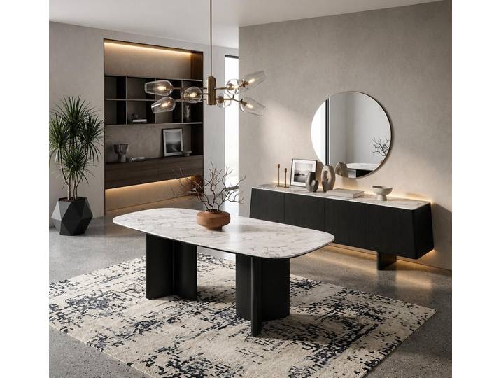Xlmoebel Esszimmer-Set Hochwertiges Esszimmer-Set mit Esstisch und Sideboard, (3-St., 2-tlg)