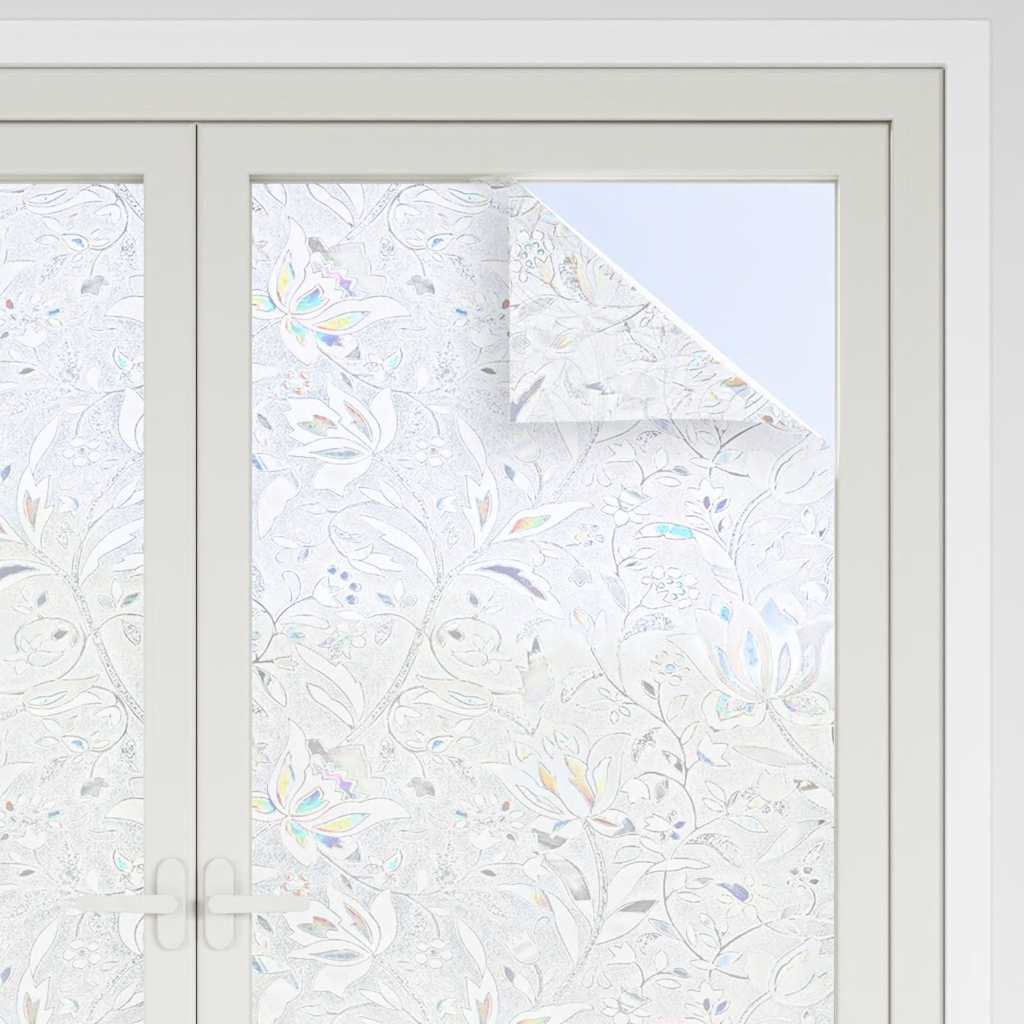 vidaXL Films pour fenêtre 2 pcs dépoli motif de fleur PVC