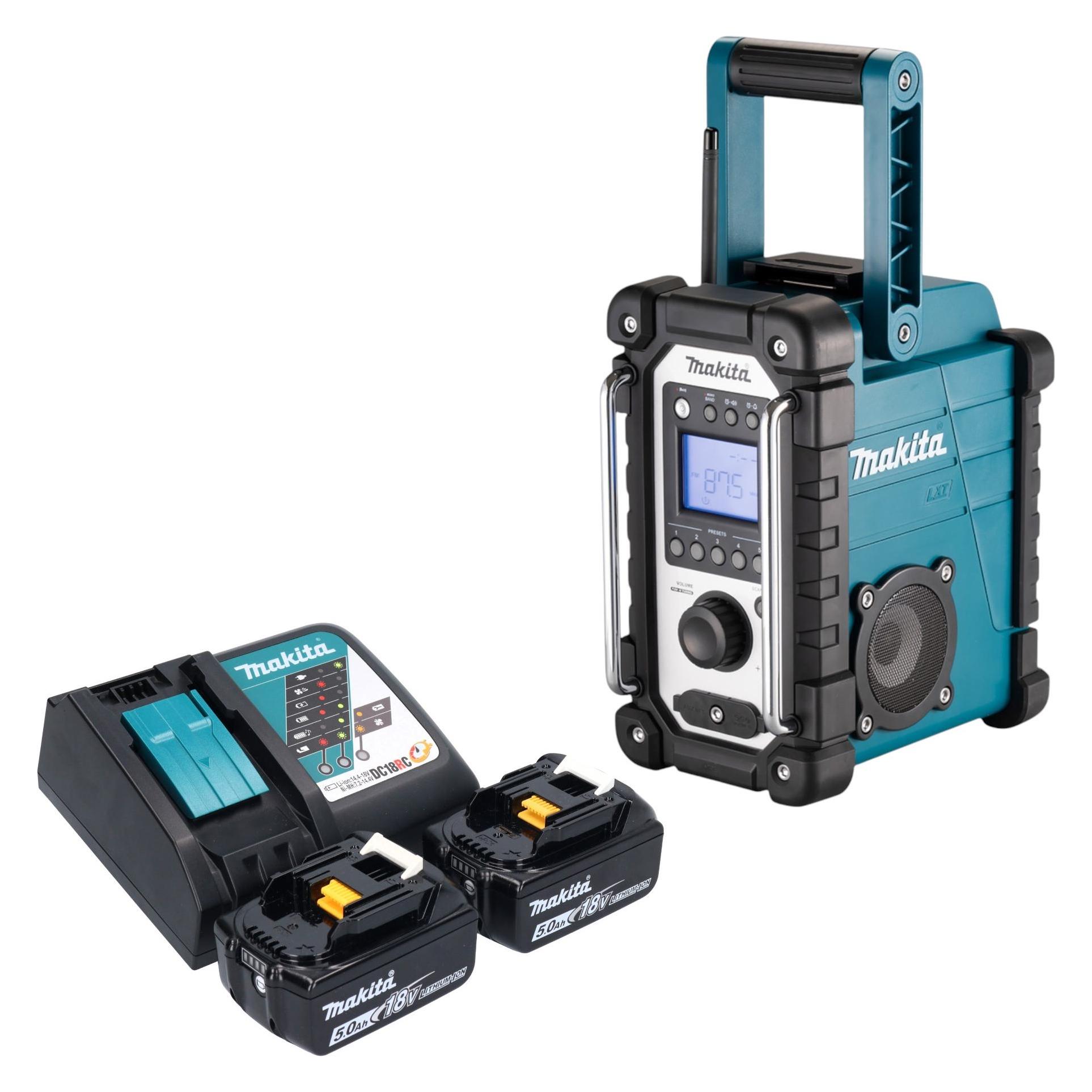 Makita DMR 116 RT Akku Baustellenradio 14,4 - 18 V AM FM AUX + 2x Akku 5,0 Ah + Ladegerät (AM, FM) (DMR116)
