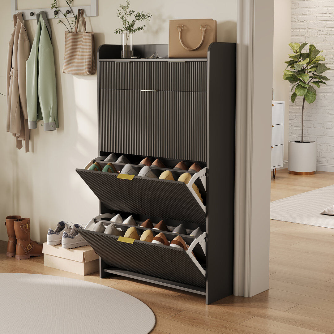 Fairmont Park 20 Pair Shoe Storage Cabinet Black 20