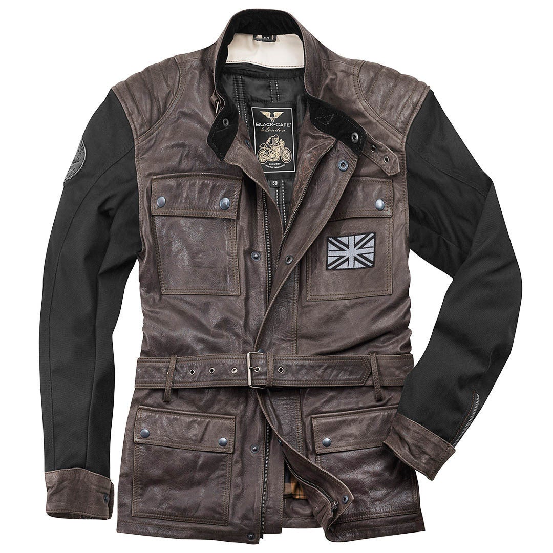 Black Cafe London Black-Cafe London Retro Motorradlederjacke LJ-181369-BCL-1140-50