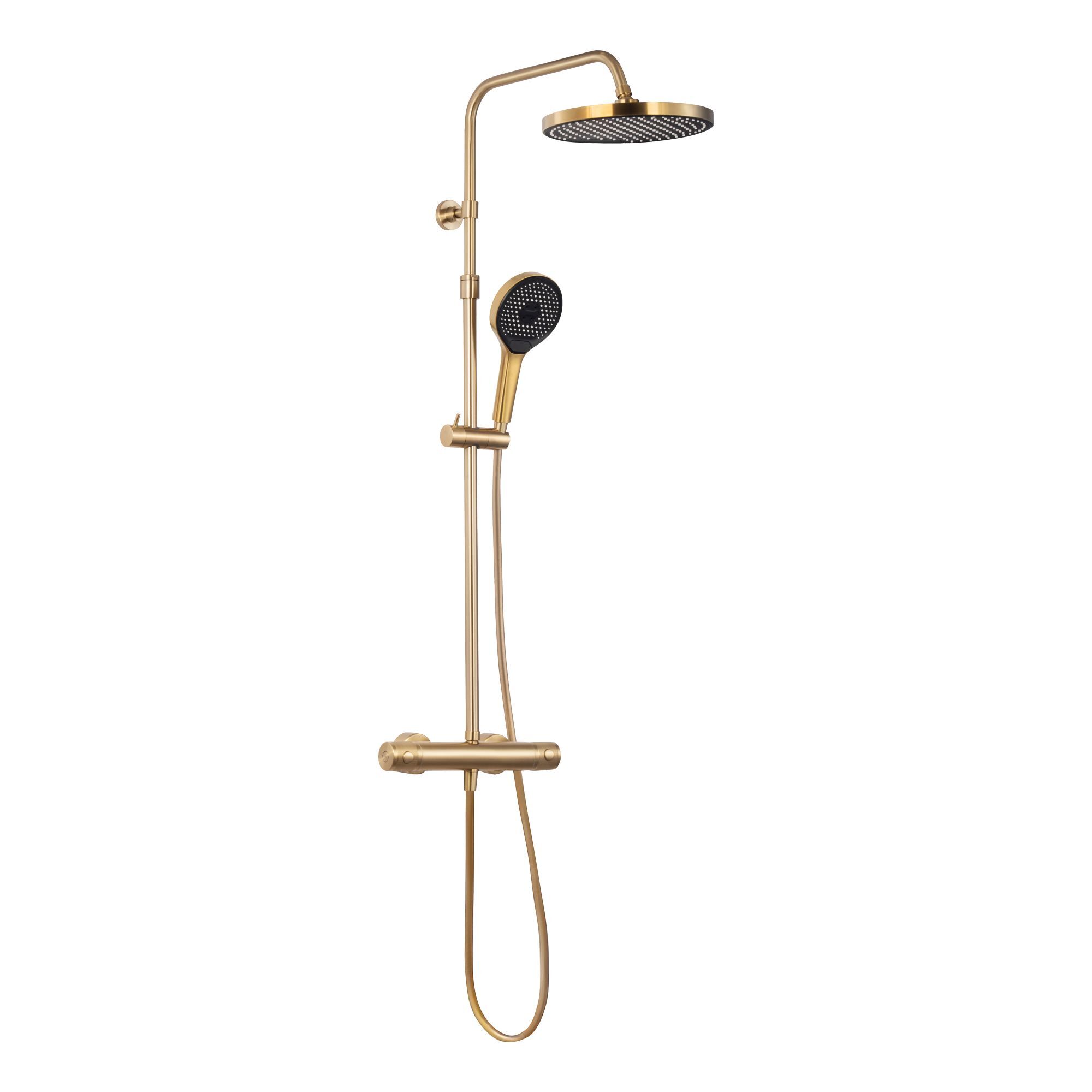 SCHÖNER WOHNEN-Kollektion Duschsystem GLAIA mit Thermostat, Mattgold, Duscharmatur Komplettset mit Regendusche
