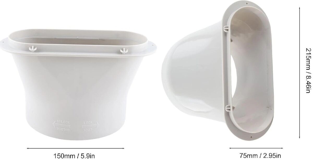 INF Adaptateur pour climatisation portable No.6 buse plate excentrée 15cm – Connecteur d'évacuation murale en ABS blanc
