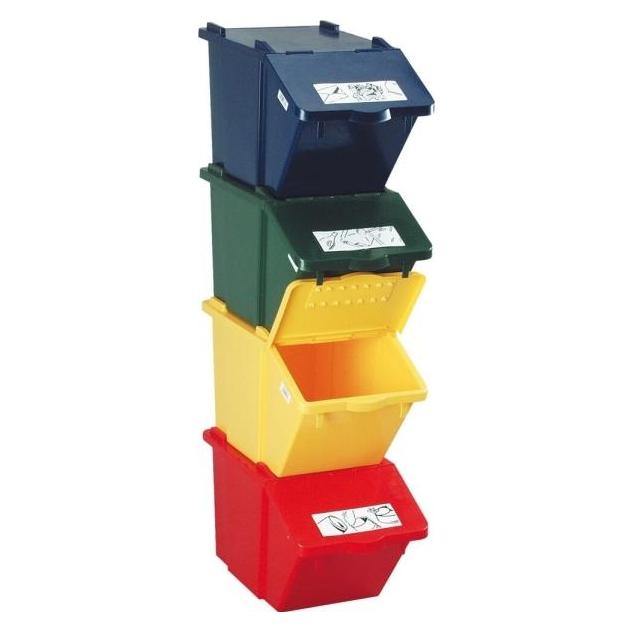 Knapsack Mülleimer Recycling-Box mit Deckel Gelb 45 L stapelbar mit aufklappbarem Deckel (45 l) (6800-4)