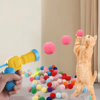 Inspire Picks Bounce Blast Interactive Cat Toy Launcher With Plush Ball 30 3cm Balls