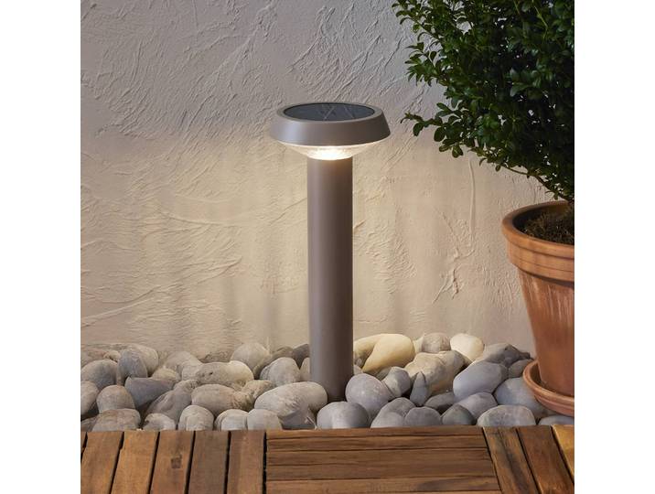 STAR TRADING LED-Solar-Erdspießleuchte Casa, beige, Höhe 45 cm Casa, creme / amber, Edelstahl, Modern,
