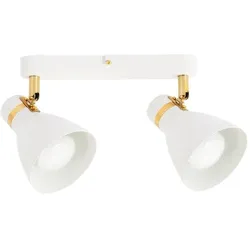 ARTE LAMP LED Lampe mit 2 Spotleuchten - Deckenstrahler mit weißer Metallfassung und -schirm – für Flur oder Küche