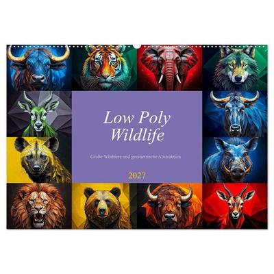 Low Poly Wildlife (Wandkalender 2027 DIN A2 quer), CALVENDO Monatskalender