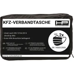 HP Autozubehör KFZ Verbandtasche inklusive 2x Mund- und Nasenschutz Schwarz