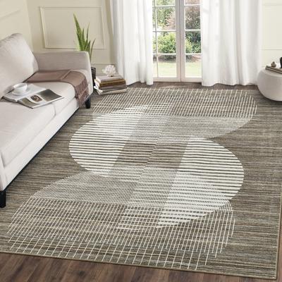 Garvee Washable Semicircle Geometric Stripes Area Rug