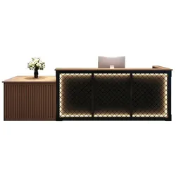 Bartheke, Empfangstresen, Kassentheke, Industrial-Bar mit Metallgitter-Design, Braun 160x60x100cm【BMBW160】