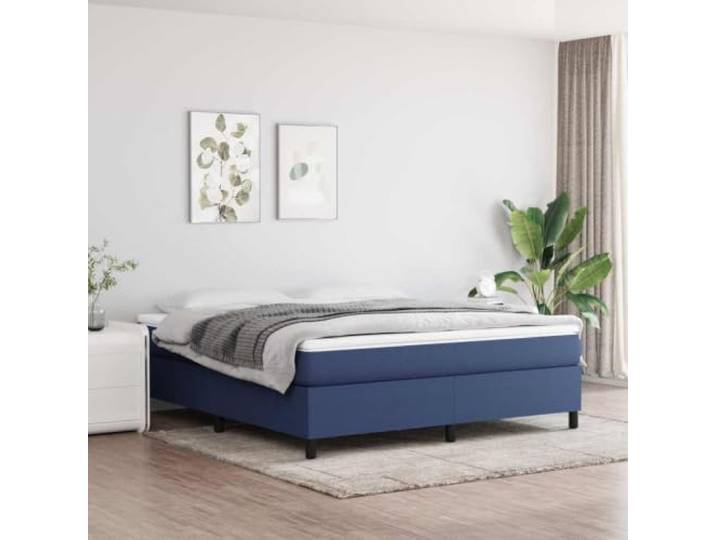 KGHFDVB Bett Blau 203 x 180 x 35 cm aus Holzwerkstoff Polyester Stoff 100% Polyester, Sperrholzlatten, stabile Stützbeine, fürs Schlafzimmer, Matratze 180 x 200 cm, 35 cm
