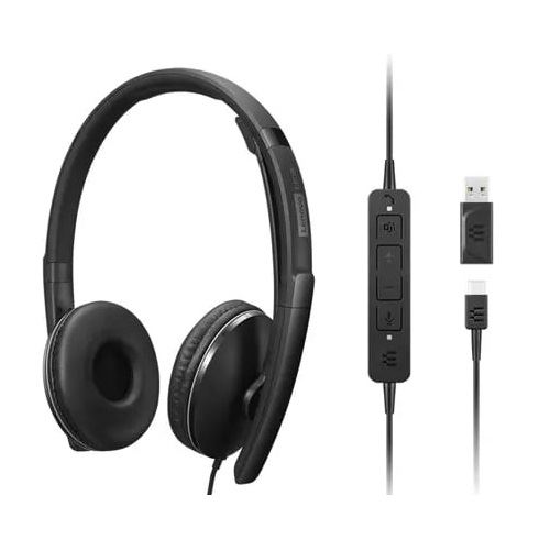Lenovo Gen 2 - Headset - On-Ear - kabelgebunden - USB-C - Schwarz - Zertifiziert für Microsoft Teams
