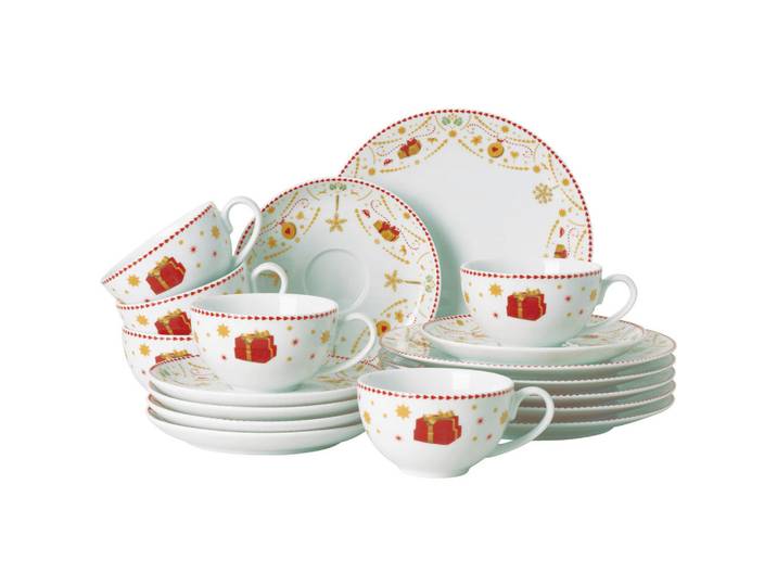 Hutschenreuther Kaffeeset, Mehrfarbig, Keramik, 18-teilig, Weihnachten, 260 ml,260 ml, DIN EN ISO 14001, DIN EN ISO 9001, Geschirr, Geschirr-Sets, Kaffeeservice