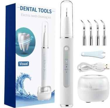 Inspire Essentials Ultrasonic Dental Scaler Tooth Cleaner Tartar Remover With Visual Cleaning white