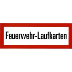 Hinweisschild BME/FWLK "Feuerwehr-Laufkarten" für Plankasten, 303x111mm, PVC selbstklebend
