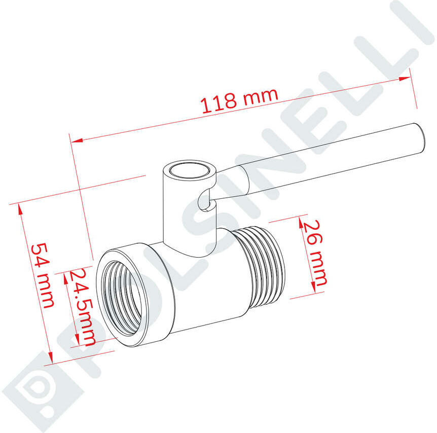 Polsinelli Vanne à boule Inox DN15 3/4" F x 3/4" M