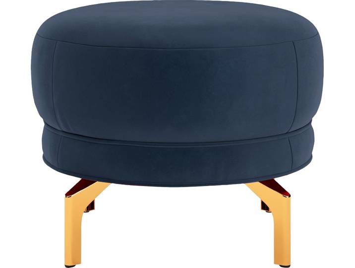 Polsterhocker, 100% Polyester, Blau, 63×63×46 cm, Goldfarbene Metallfüße, Orientalisch, sit&more