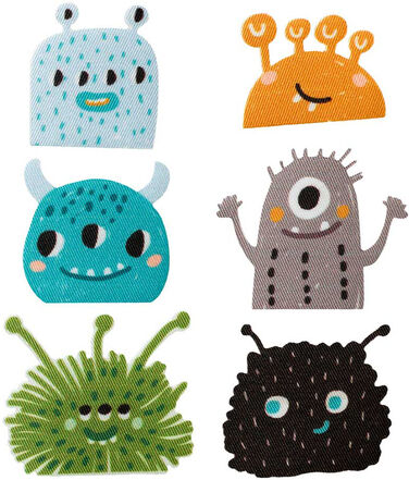 buttinette Applikationen "freche Monster", Größe: 2,3–3,5 cm, Inhalt: 6 Stück