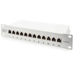 Digitus CAT 6A Patch Panel, geschirmt, 12-Port, 1HE, 10", grau