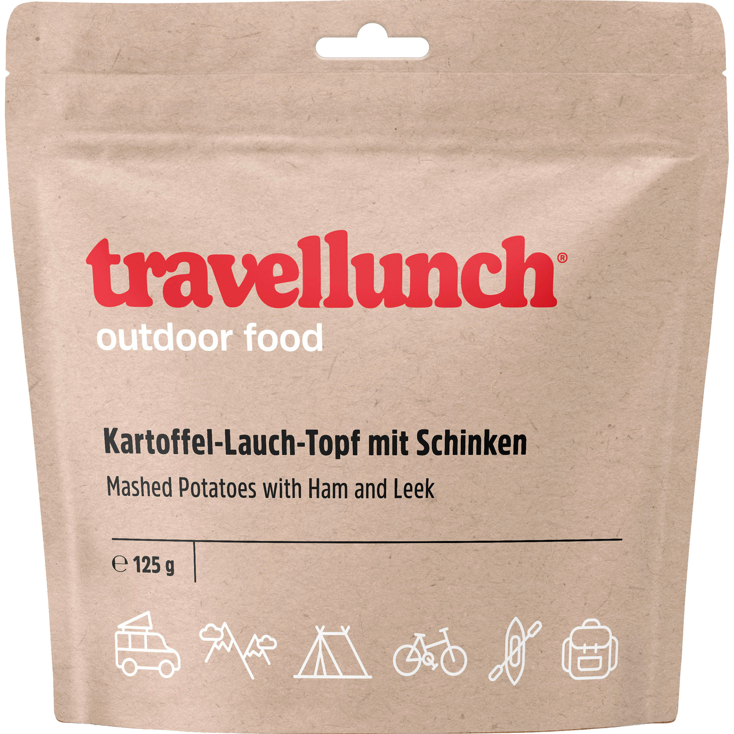 Travellunch Kartoffel Lauch Topf mit Schinken Trekkingnahrung Größe 125G
