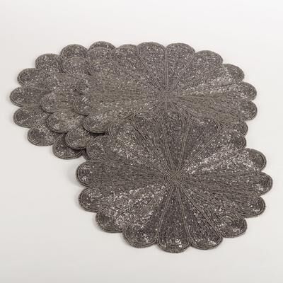 Saro Lifestyle Beaded Placemats With Flower Design (Set of 4)