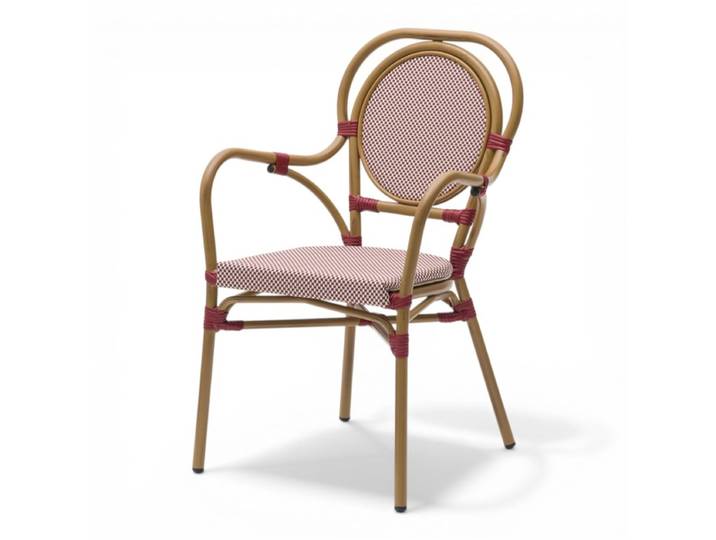 Fauteuil de terrasse MONTAIGNE - Textilène Bordeaux et Blanc