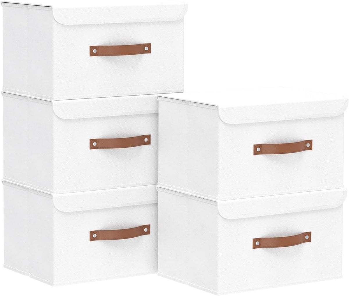 Set van 5 vouwbare stoffen opbergdozen met deksel voor kledingopslag - ShopVlot