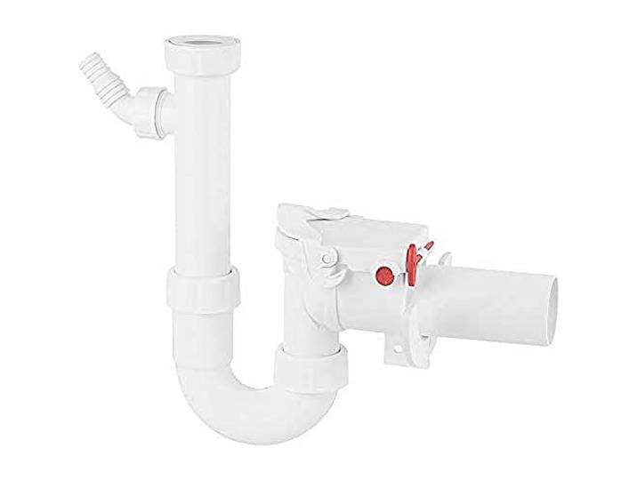 Sperrwerk Typ 5 DN 50 und PP-Siphon mit einem Kombi-Geräteanschluss 1 1/2'' und 1 1/4'' mit Rückstaudoppel- und Notverschluss