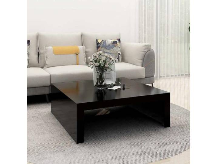 HEFZGDB Schlichter Couchtisch Schwarz 100x100x35 cm Holzwerkstoff Moderner Akzenttisch mit Stabilem Design für Wohnzimmer