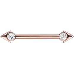Titan Nippelpiercing mit Innengewinde PFEILSPITZE + KRISTALL