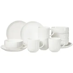 Ritzenhoff & Breker, Geschirrset, Frühstücksset Volos 12-tlg., Geschirr-Set, Steinzeug, Weiss, 432787 (12 Stk.)