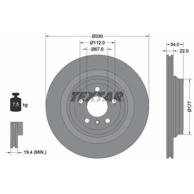 TEXTAR Bremsscheibe PRO+ 92273505 330mm 22mm für Mercedes