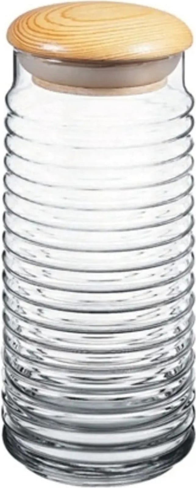 Pasabahce Babylon glazen voorraadpot met houten deksel - 1,5 l