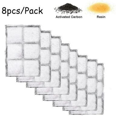 Inspired Living Activated Carbon Pet Fountain Filters For 1.8L LED Dog & Cat Water Fountain 8pcs