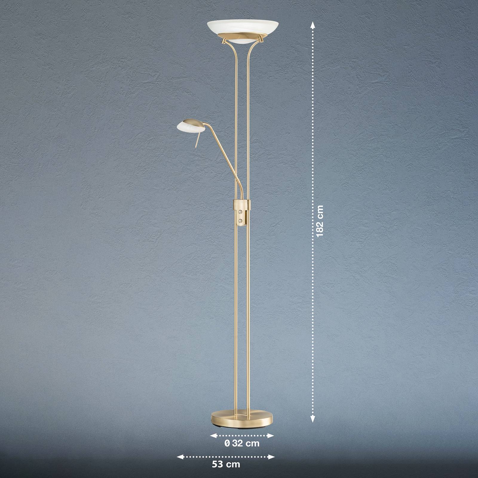 FISCHER & HONSEL LED Uplighter Floor Lamp Pool, dimmable, Brass / gold, Living / Dining Room, metal, Modern, Floor Lamp