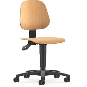 bimos Arbeitsstuhl Unitec 2, buche natur, mit Rollen, Holz, bis 120 kg