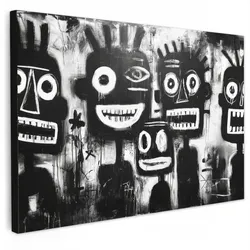 LEINWANDBILD Malerei - Figuren - Schwarz - Abstrakt Wanddeko 90x60 cm