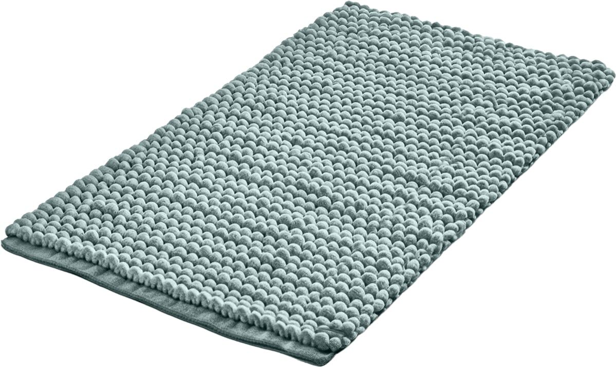 Badematte LINEA DUE "Punto Uno, Badvorleger, Badezimmer Teppich", blau (salbei), H:18mm, Baumwolle, Polyester, Badematten, Badematte, moderner Badvorleger mit Knötchen-Struktur