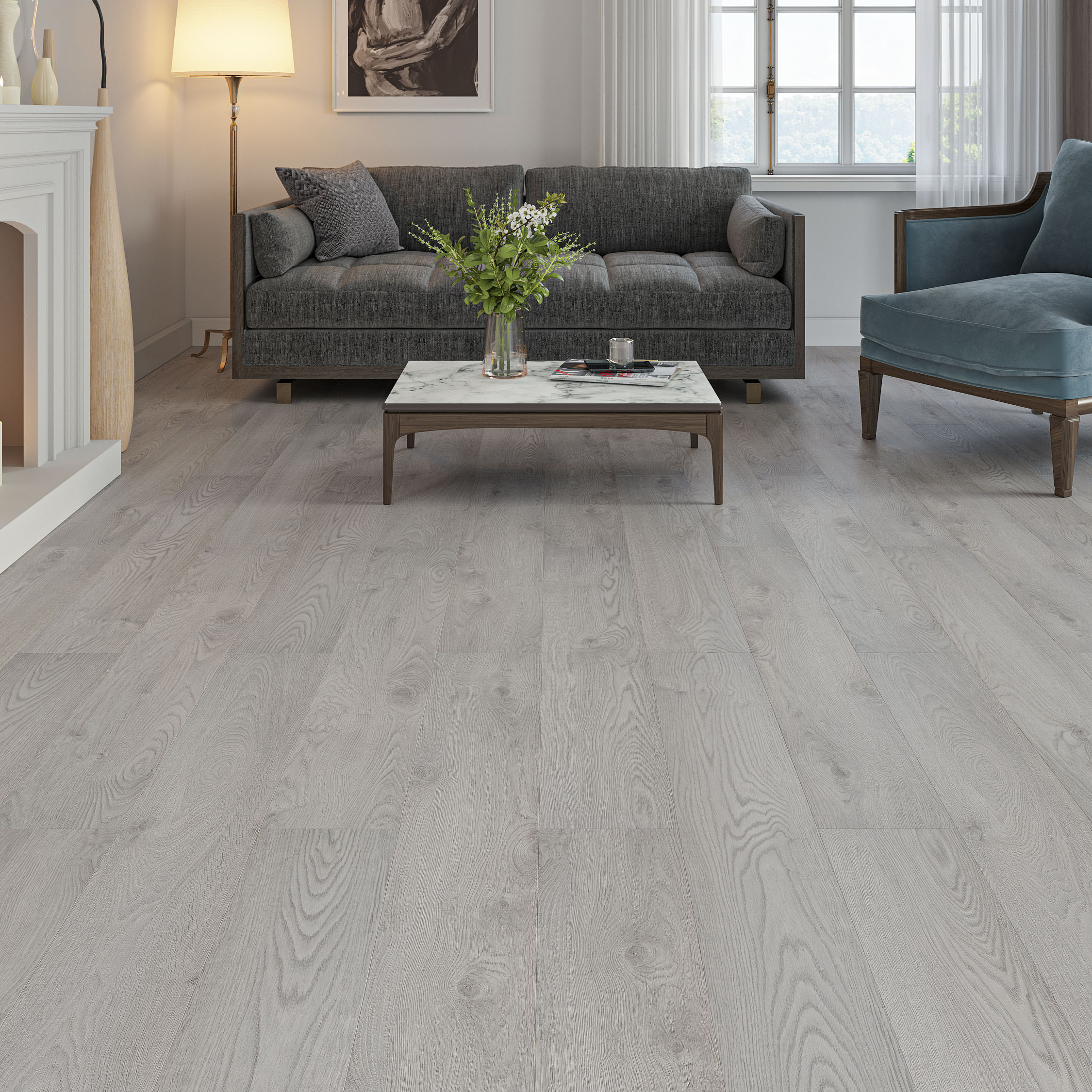 Luxury Flooring 14.99m² - Grey Vista 8mm Flint Oak Laminate Flooring  Flooring - Water Resistant
