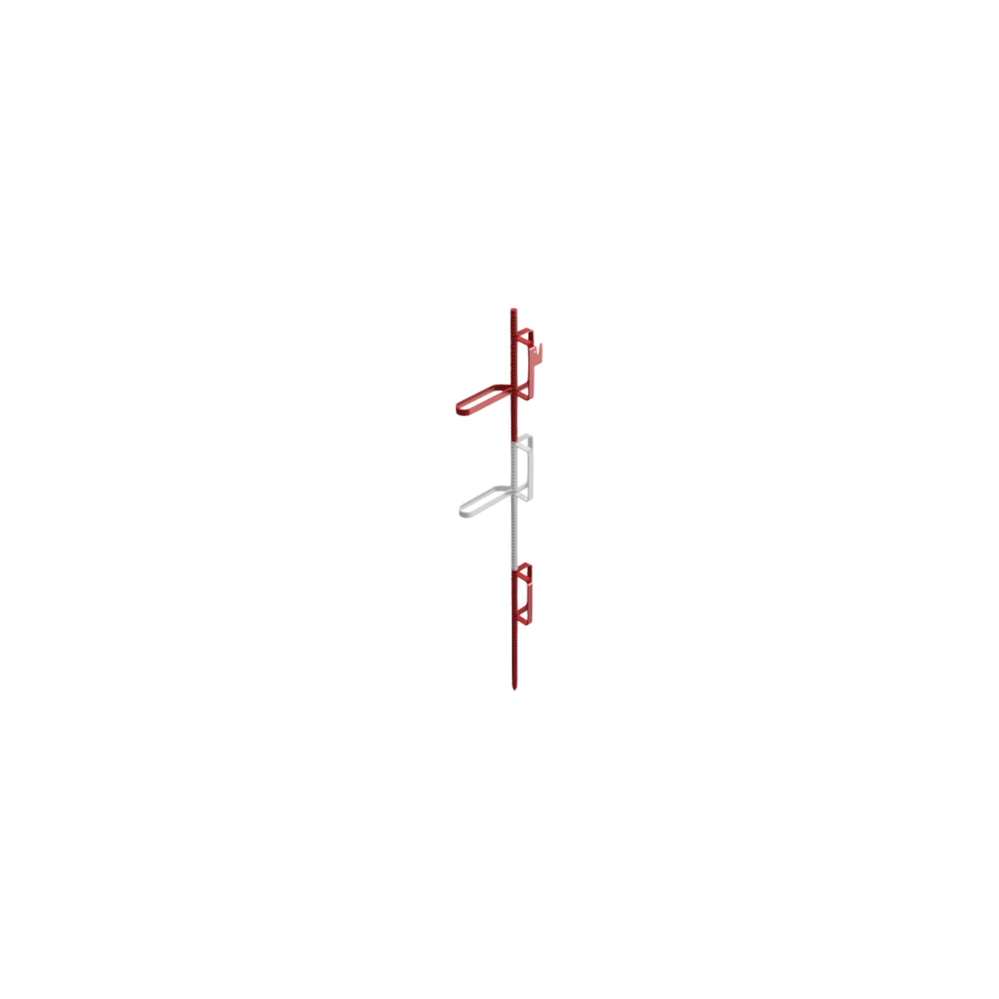 Schake Lattenpfahl Ø 20 x 1400mm, mit 8 geschlossenen Haken, rot / weiß lackiert (302214RH8G)