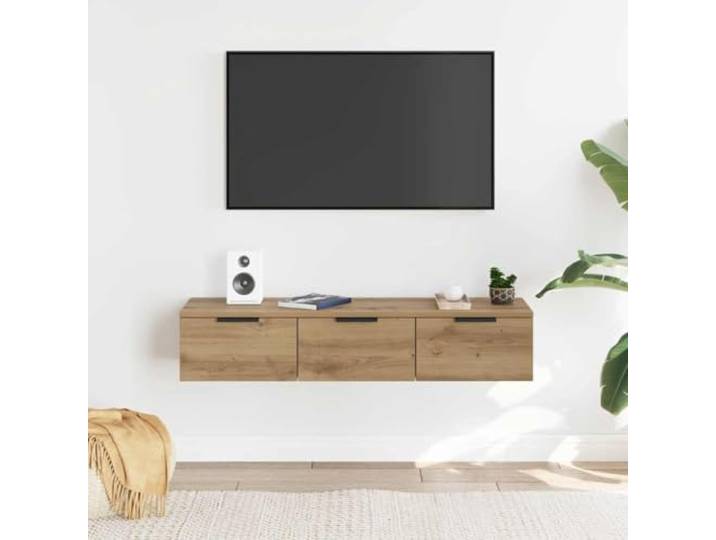 smnyxs Wandschrank, Eiche, handgefertigt, 102 x 30 x 20 cm, Holz Regal mit Schubladen, TV-Schrank, Werkzeugaufbewahrung, Wanddekoration, Hängeschrank